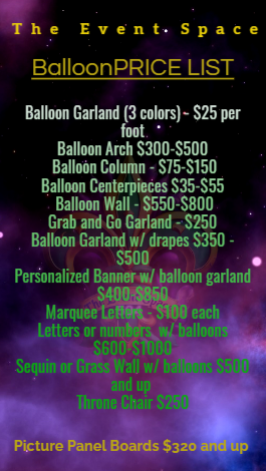 Balloon & Accessory Pricing