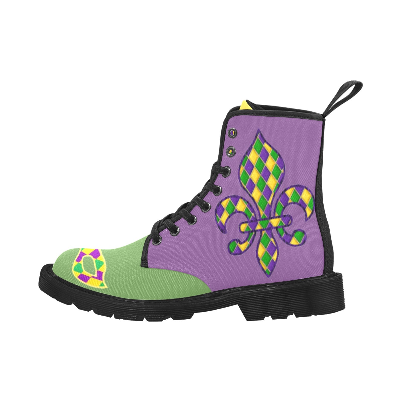 mardi gras boots women Martin Boots for Women (Black) (Model 1203H)