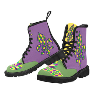mardi gras boots women Martin Boots for Women (Black) (Model 1203H)