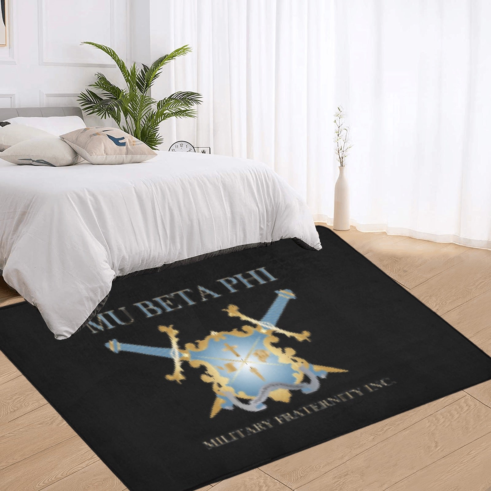 Mu beta phi area rug 3 Area Rug with Black Binding 7'x5'