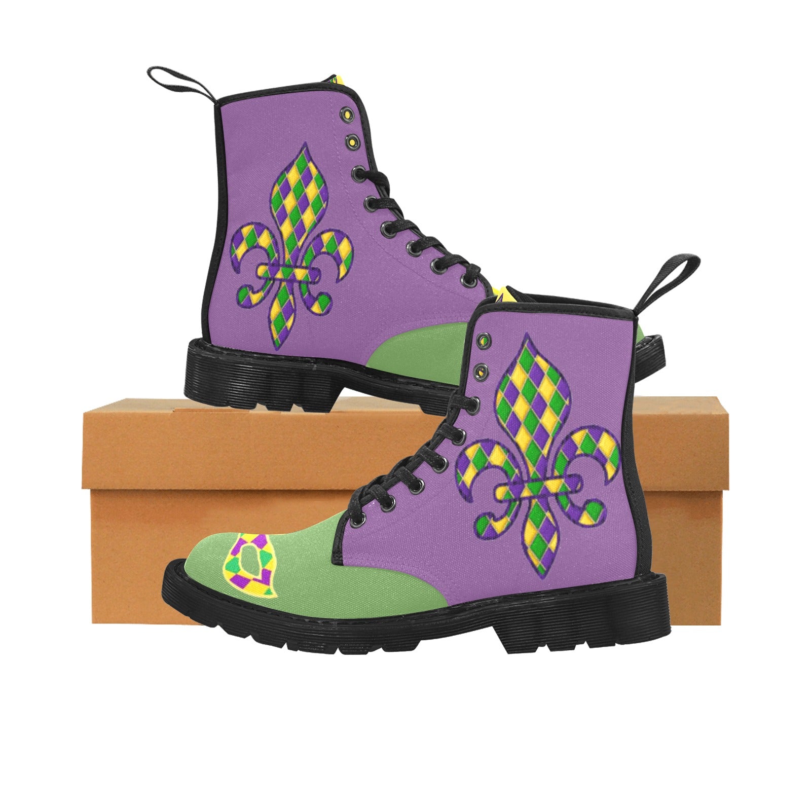 mardi gras boots women Martin Boots for Women (Black) (Model 1203H)