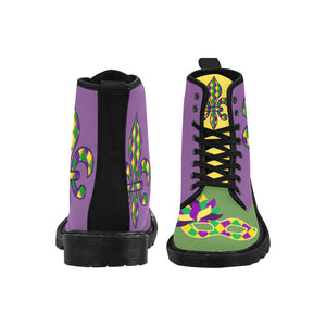 mardi gras boots women Martin Boots for Women (Black) (Model 1203H)